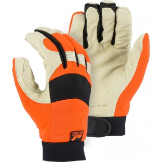 2152THV Majestic® Thinsulate Lined Bald Eagle Mechanics Glove with Pigskin Palms and High Vis Knit Back